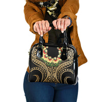 Grunge Gold Tonga Ngatu Kahoa Lei Shoulder Handbag LT14 One Size Gold - Polynesian Pride