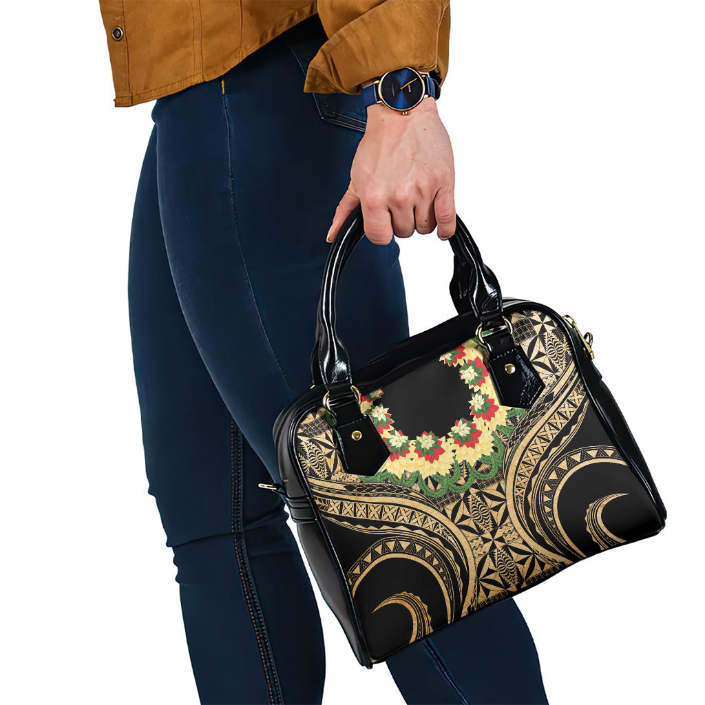 Grunge Gold Tonga Ngatu Kahoa Lei Shoulder Handbag LT14 - Polynesian Pride