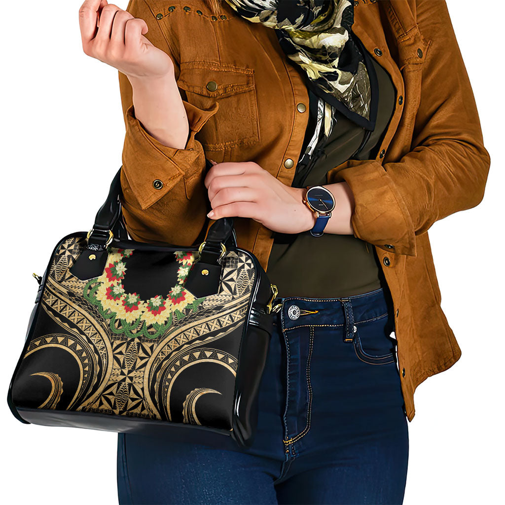 Grunge Gold Tonga Ngatu Kahoa Lei Shoulder Handbag LT14 - Polynesian Pride