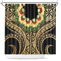 Grunge Gold Tonga Ngatu Kahoa Lei Shower Curtain LT14 Gold - Polynesian Pride