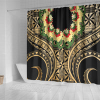 Grunge Gold Tonga Ngatu Kahoa Lei Shower Curtain LT14 - Polynesian Pride