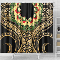 Grunge Gold Tonga Ngatu Kahoa Lei Shower Curtain LT14 - Polynesian Pride