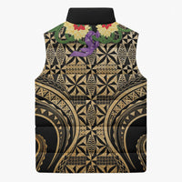 Grunge Gold Tonga Ngatu Kahoa Lei Sleeveless Puffer Jacket LT14 - Polynesian Pride