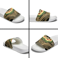 Grunge Gold Tonga Ngatu Kahoa Lei Slide Sandals LT14 - Polynesian Pride