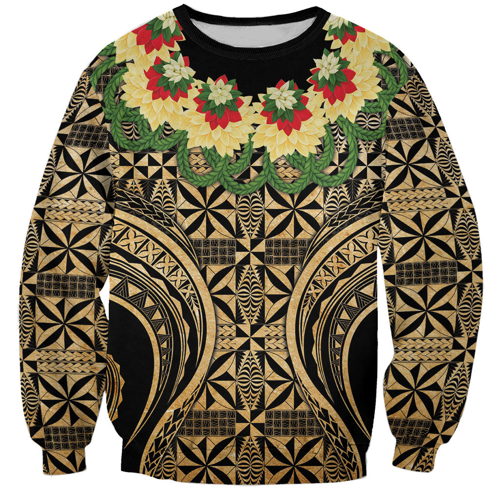 Grunge Gold Tonga Ngatu Kahoa Lei Sweatshirt LT14 Unisex Gold - Polynesian Pride