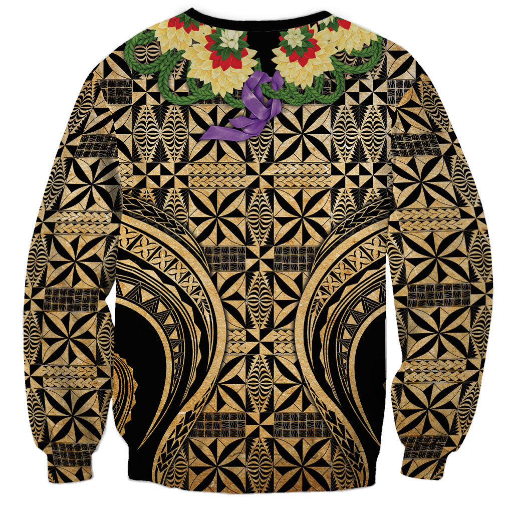 Grunge Gold Tonga Ngatu Kahoa Lei Sweatshirt LT14 - Polynesian Pride