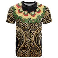 Grunge Gold Tonga Ngatu Kahoa Lei T Shirt LT14 Gold - Polynesian Pride