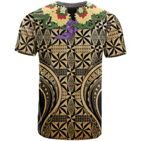 Grunge Gold Tonga Ngatu Kahoa Lei T Shirt LT14 - Polynesian Pride