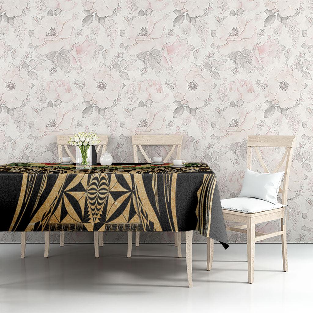 Grunge Gold Tonga Ngatu Kahoa Lei Tablecloth LT14 - Polynesian Pride