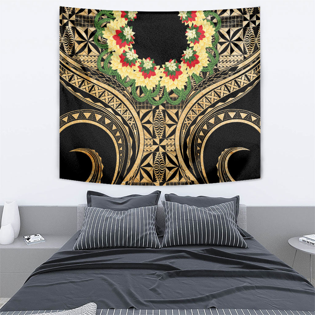 Grunge Gold Tonga Ngatu Kahoa Lei Tapestry LT14 - Polynesian Pride
