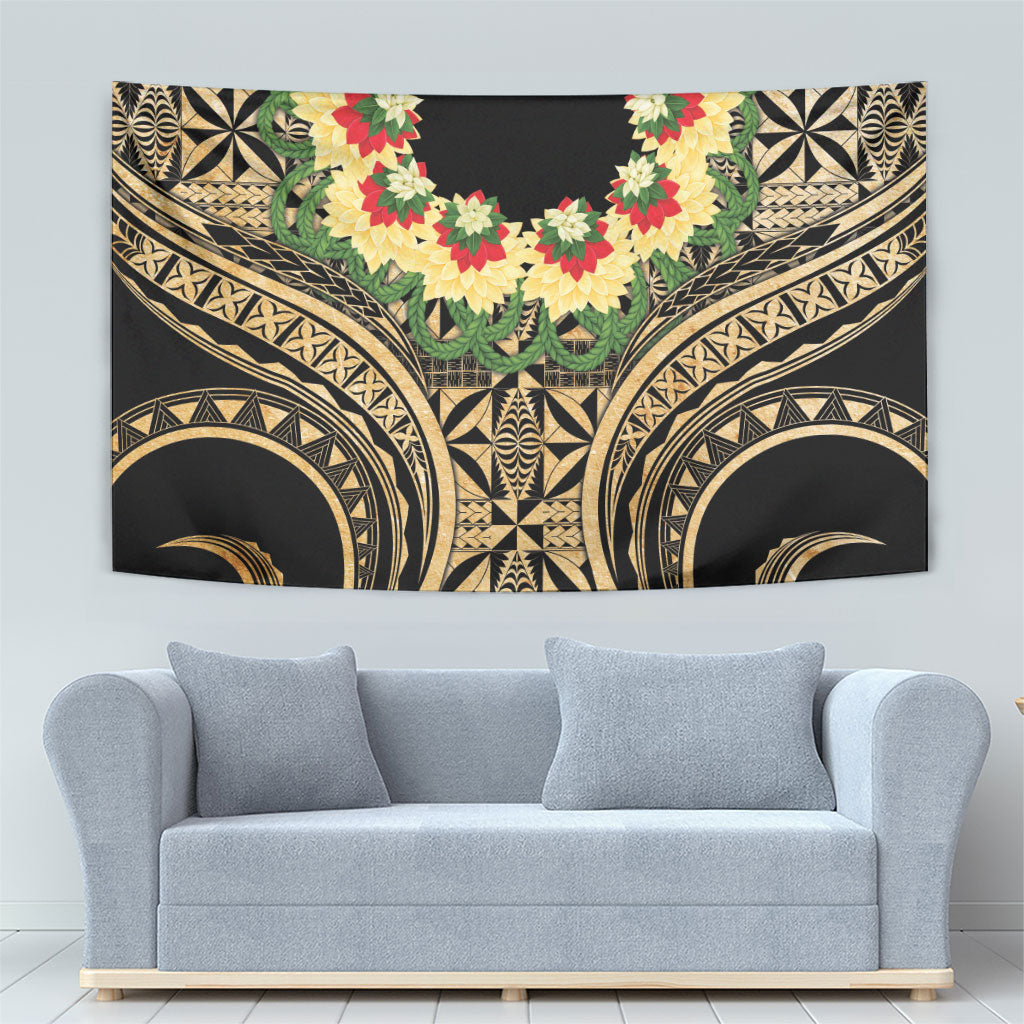 Grunge Gold Tonga Ngatu Kahoa Lei Tapestry LT14 - Polynesian Pride