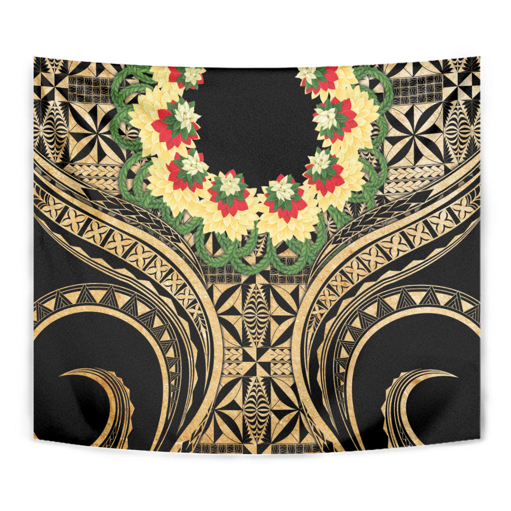 Grunge Gold Tonga Ngatu Kahoa Lei Tapestry LT14 - Polynesian Pride