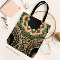 Grunge Gold Tonga Ngatu Kahoa Lei Tote Bag LT14 Black Strap One Size Gold - Polynesian Pride