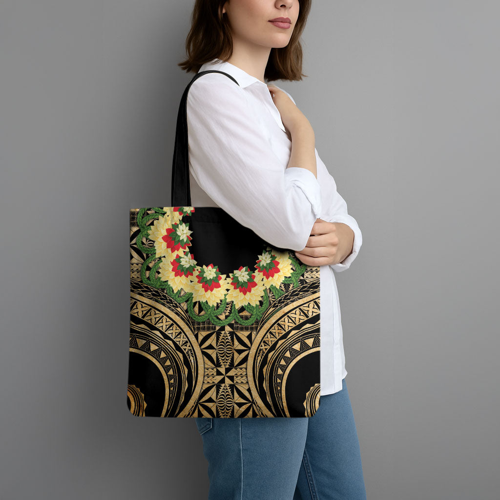 Grunge Gold Tonga Ngatu Kahoa Lei Tote Bag LT14 - Polynesian Pride