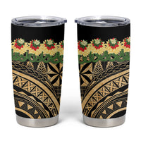 Grunge Gold Tonga Ngatu Kahoa Lei Tumbler Cup LT14 Gold - Polynesian Pride