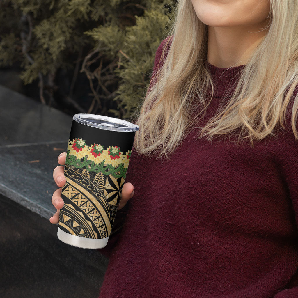 Grunge Gold Tonga Ngatu Kahoa Lei Tumbler Cup LT14 - Polynesian Pride