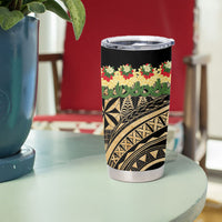 Grunge Gold Tonga Ngatu Kahoa Lei Tumbler Cup LT14 - Polynesian Pride