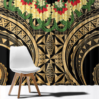 Grunge Gold Tonga Ngatu Kahoa Lei Window Curtain LT14 - Polynesian Pride
