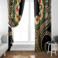 Grunge Gold Tonga Ngatu Kahoa Lei Window Curtain LT14 - Polynesian Pride