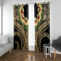 Grunge Gold Tonga Ngatu Kahoa Lei Window Curtain LT14 With Grommets Gold - Polynesian Pride