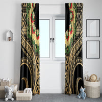 Grunge Gold Tonga Ngatu Kahoa Lei Window Curtain LT14 - Polynesian Pride
