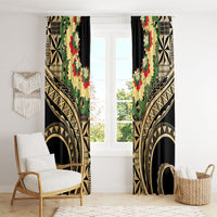 Grunge Gold Tonga Ngatu Kahoa Lei Window Curtain LT14 - Polynesian Pride