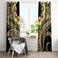 Grunge Gold Tonga Ngatu Kahoa Lei Window Curtain LT14 - Polynesian Pride