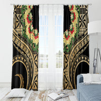 Grunge Gold Tonga Ngatu Kahoa Lei Window Curtain LT14 - Polynesian Pride