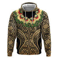 Grunge Gold Tonga Ngatu Kahoa Lei Zip Hoodie LT14 Pullover Hoodie Gold - Polynesian Pride