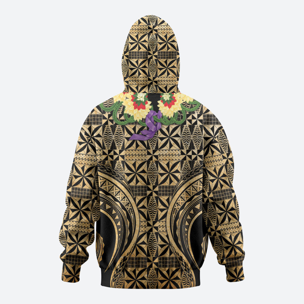 Grunge Gold Tonga Ngatu Kahoa Lei Zip Hoodie LT14 - Polynesian Pride