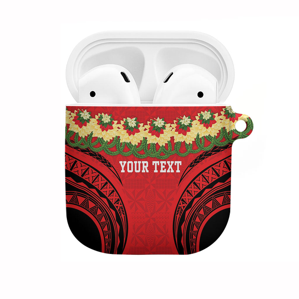 Personalised Red Tonga Ngatu Kahoa Lei AirPods Case LT14 Red - Polynesian Pride