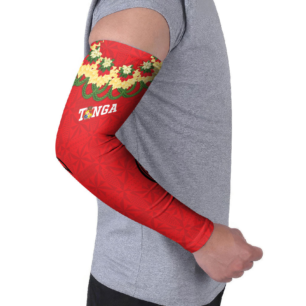Personalised Red Tonga Ngatu Kahoa Lei Arm Sleeves LT14 - Polynesian Pride