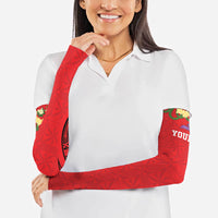 Personalised Red Tonga Ngatu Kahoa Lei Arm Sleeves LT14 - Polynesian Pride