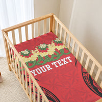 Personalised Red Tonga Ngatu Kahoa Lei Baby Bed Cover LT14 - Polynesian Pride