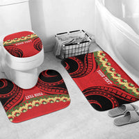 Personalised Red Tonga Ngatu Kahoa Lei Bathroom Set LT14 Mat Set Only (3 pcs) One Size Red - Polynesian Pride