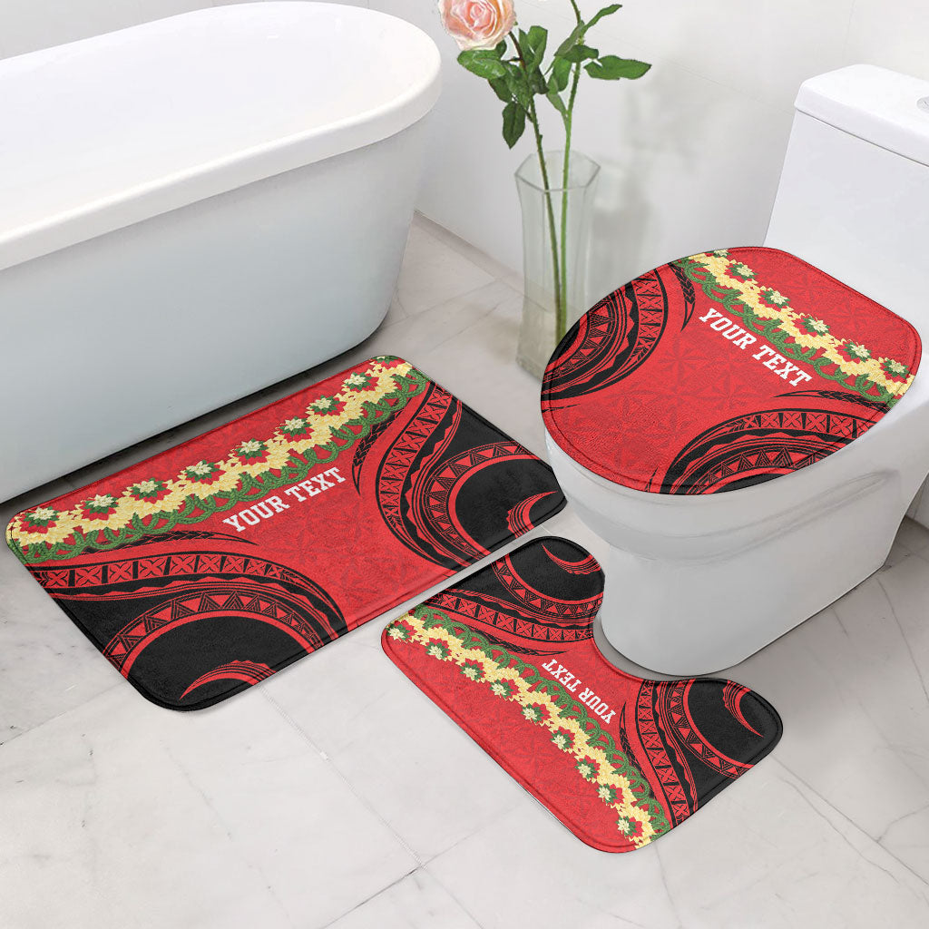 Personalised Red Tonga Ngatu Kahoa Lei Bathroom Set LT14 - Polynesian Pride