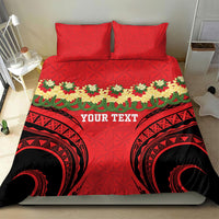 Personalised Red Tonga Ngatu Kahoa Lei Bedding Set LT14 - Polynesian Pride