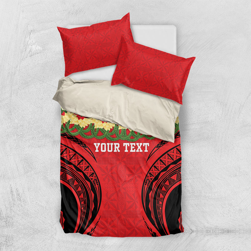 Personalised Red Tonga Ngatu Kahoa Lei Bedding Set LT14 US Twin 172cm x 218cm Red - Polynesian Pride