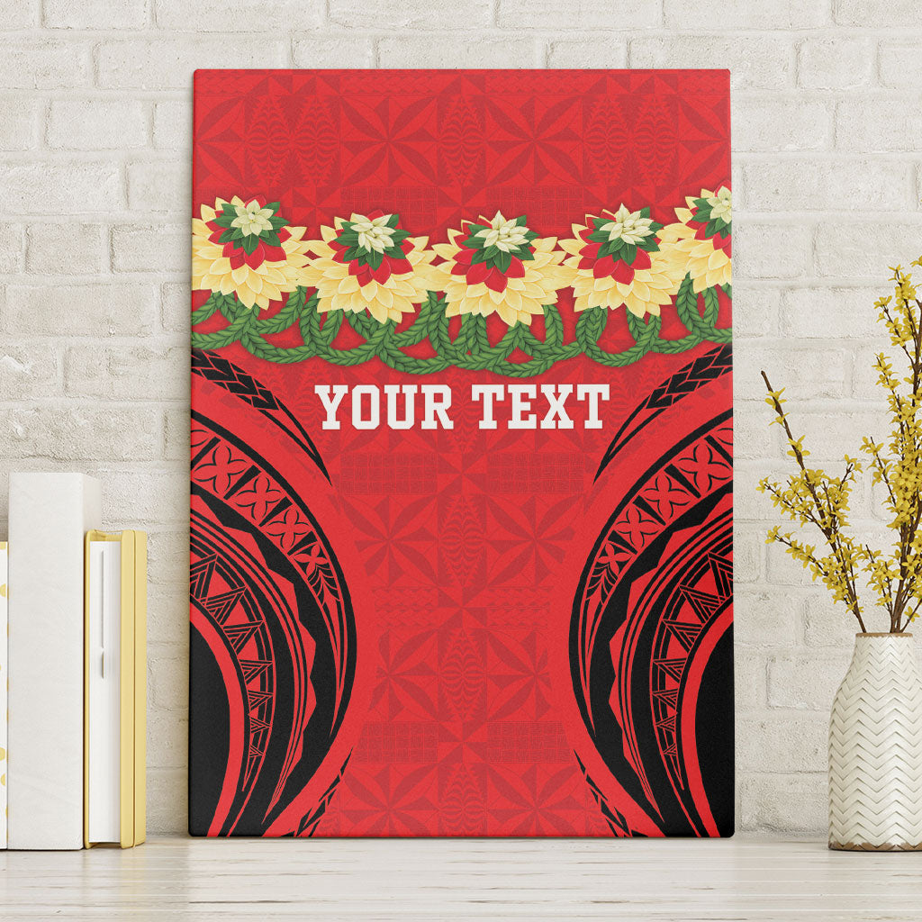 Personalised Red Tonga Ngatu Kahoa Lei Canvas Wall Art LT14 Without Frame Red - Polynesian Pride