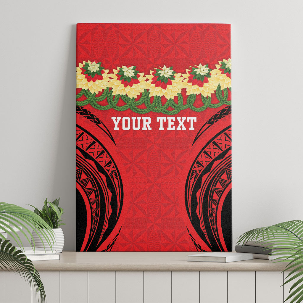 Personalised Red Tonga Ngatu Kahoa Lei Canvas Wall Art LT14 - Polynesian Pride