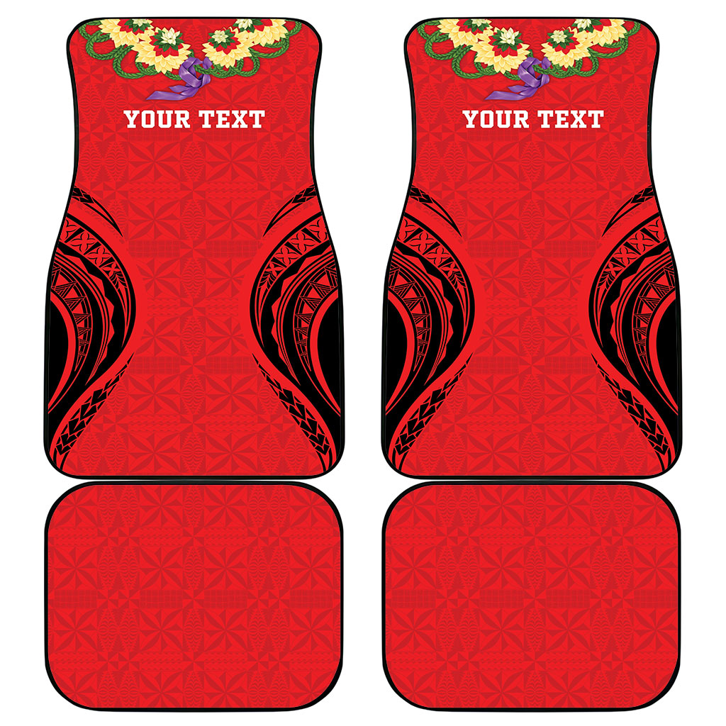 Personalised Red Tonga Ngatu Kahoa Lei Car Mats LT14 - Polynesian Pride