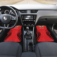 Personalised Red Tonga Ngatu Kahoa Lei Car Mats LT14 Set 2pcs - Front Red - Polynesian Pride