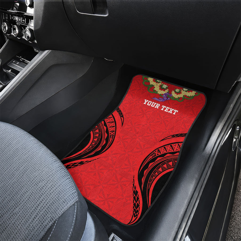 Personalised Red Tonga Ngatu Kahoa Lei Car Mats LT14 - Polynesian Pride