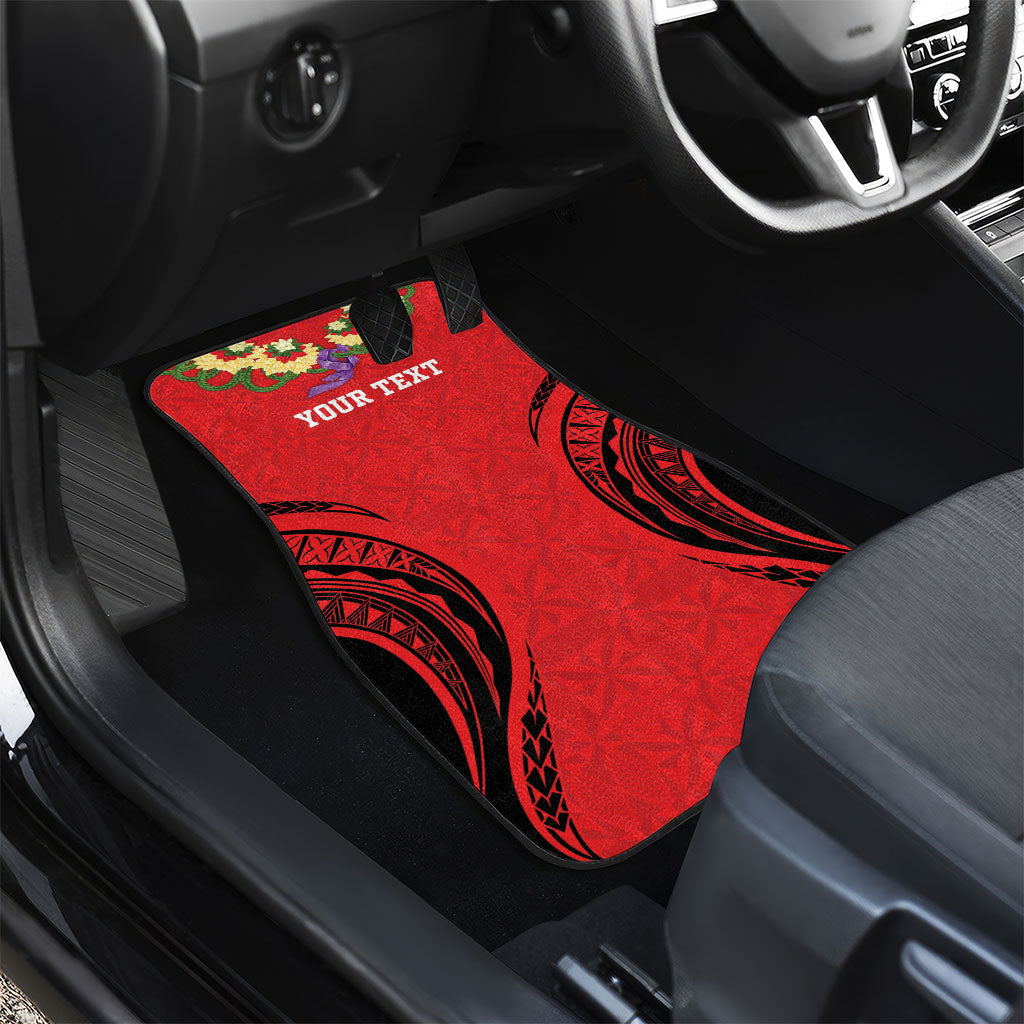 Personalised Red Tonga Ngatu Kahoa Lei Car Mats LT14 - Polynesian Pride