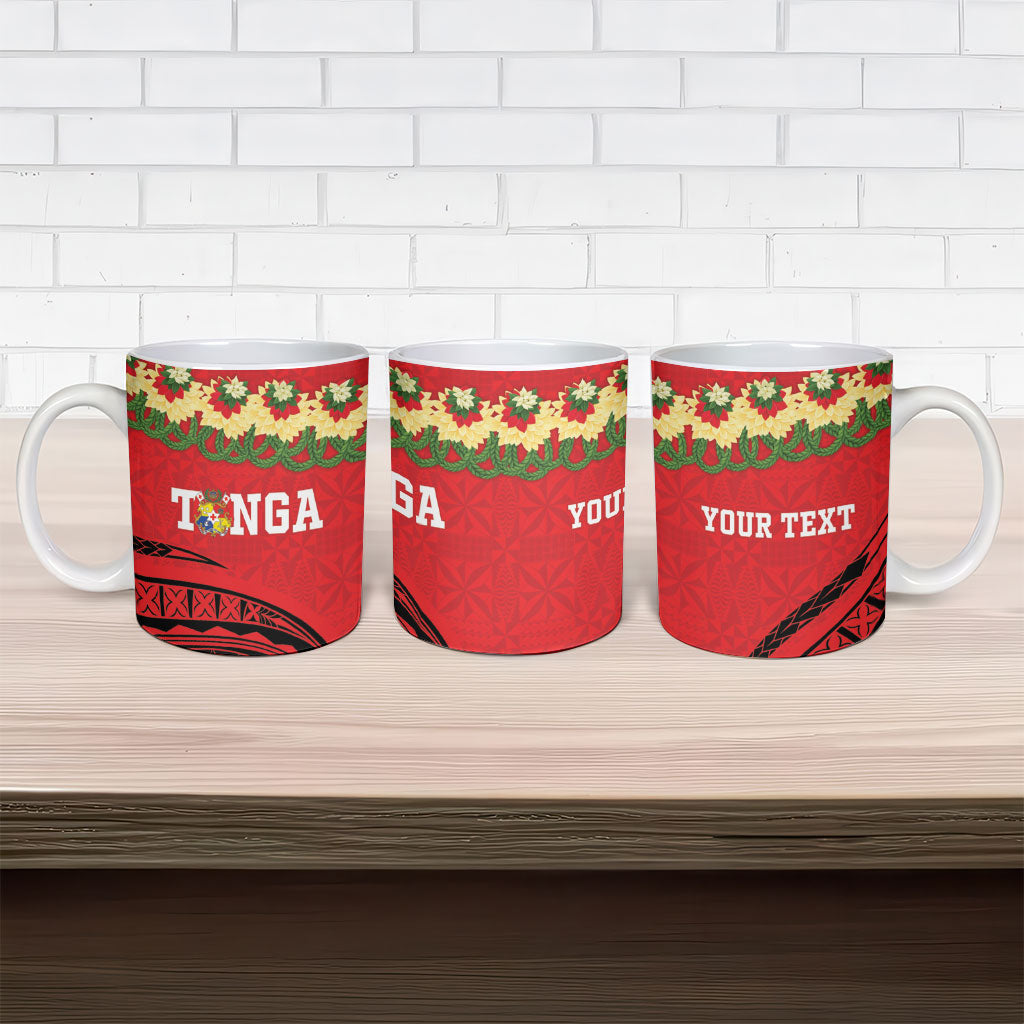 Personalised Red Tonga Ngatu Kahoa Lei Ceramic Mug LT14 - Polynesian Pride