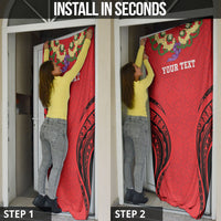 Personalised Red Tonga Ngatu Kahoa Lei Door Cover LT14 - Polynesian Pride