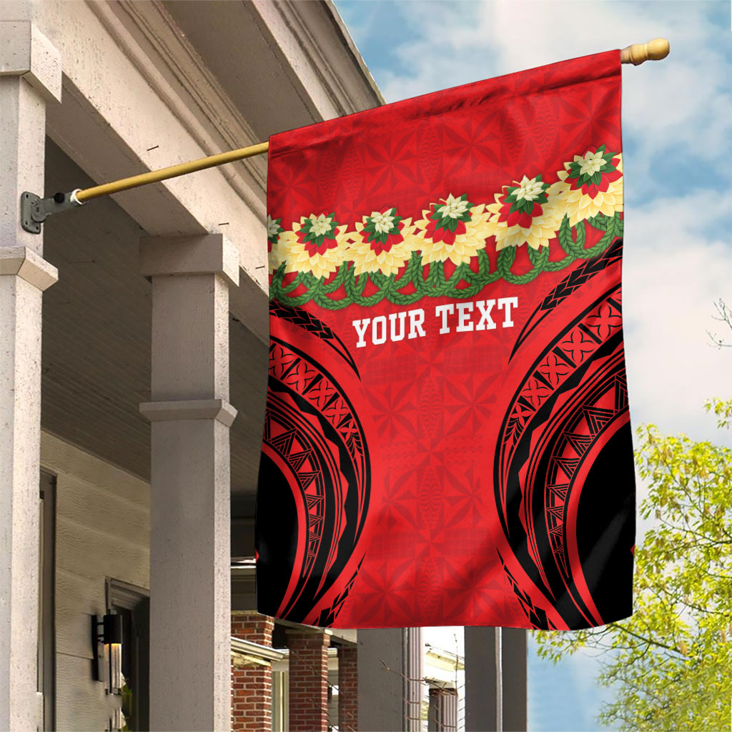 Personalised Red Tonga Ngatu Kahoa Lei Garden Flag LT14 House Flag Red - Polynesian Pride