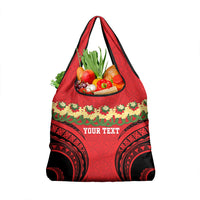 Personalised Red Tonga Ngatu Kahoa Lei Grocery Bag LT14 1-pack One Size Red - Polynesian Pride