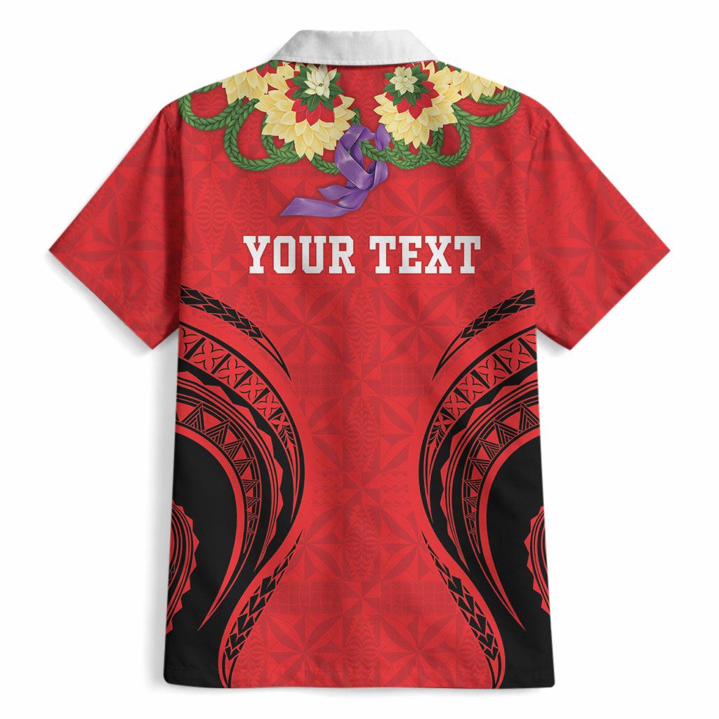 Personalised Red Tonga Ngatu Kahoa Lei Hawaiian Shirt LT14 - Polynesian Pride