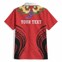 Personalised Red Tonga Ngatu Kahoa Lei Hawaiian Shirt LT14 - Polynesian Pride